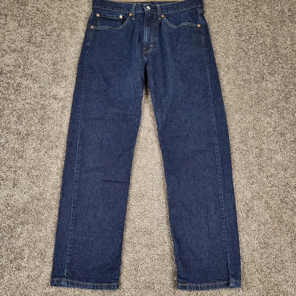 Levi's 505 Regular Fit Jeans Mens 34x30 Dark Blue Excellent Straight Leg Denim